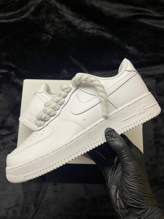 AIR FORCE ONE BLANCAS CORDONES DE CUERDA BLANCOS